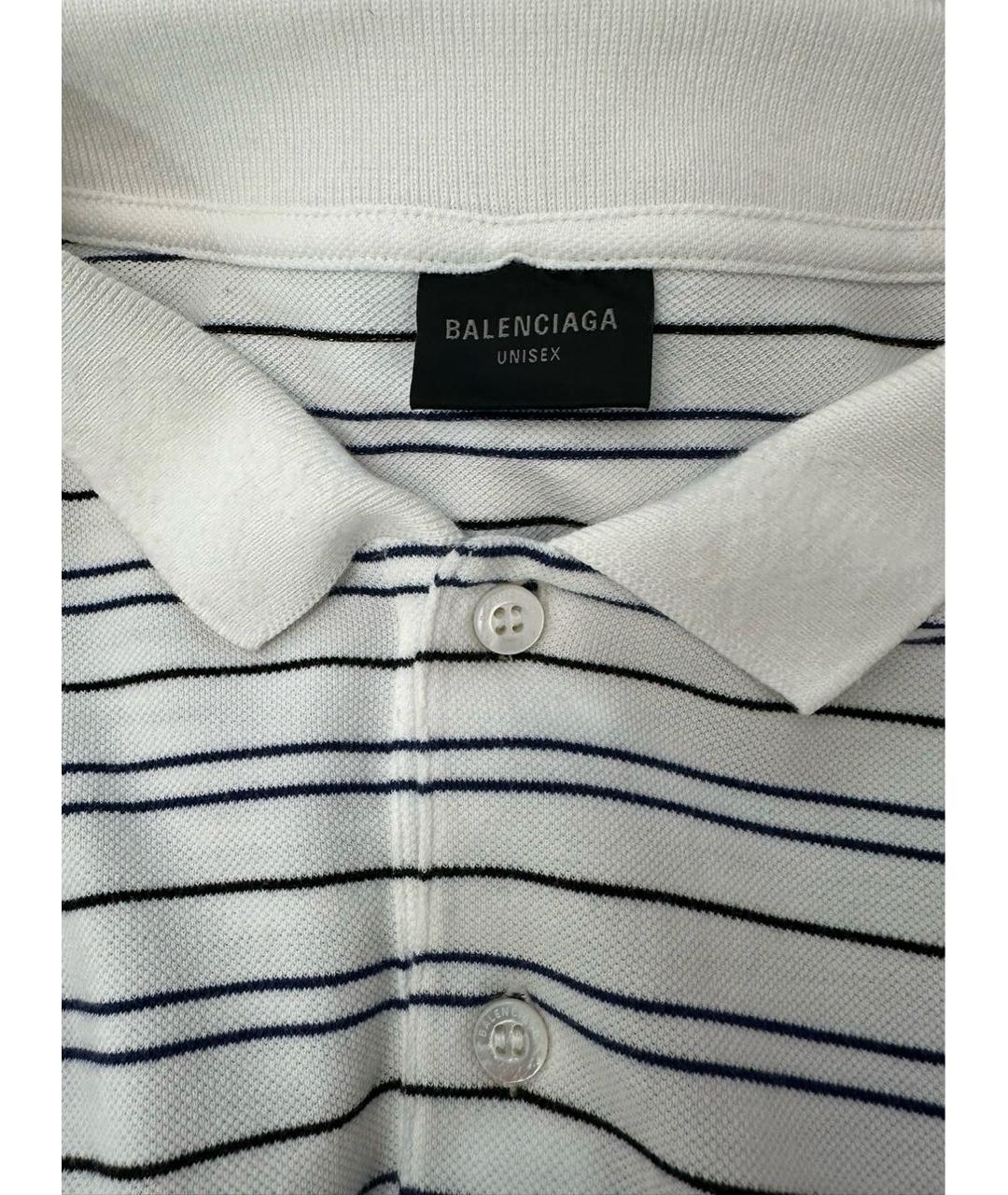 BALENCIAGA Белое хлопковое поло с коротким рукавом, фото 4