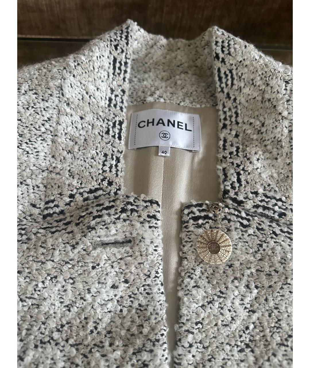 CHANEL Серое твидовое пальто, фото 3