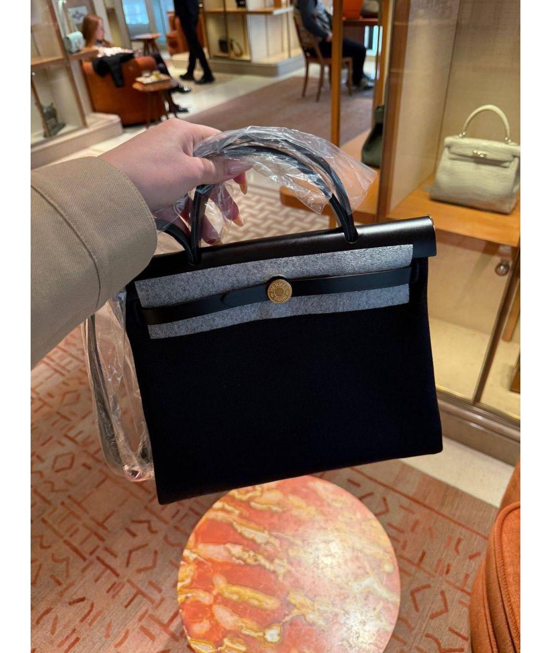 HERMES Черная тканевая сумка через плечо, фото 2