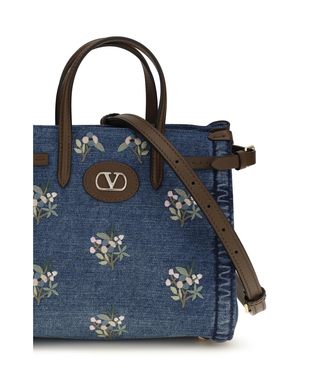 VALENTINO Синяя хлопковая сумка с короткими ручками, фото 4