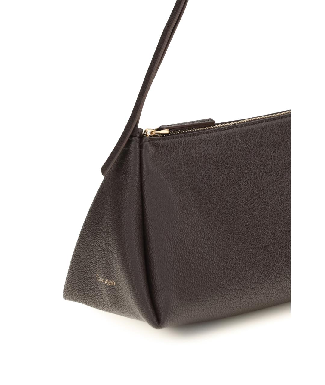 CALVIN KLEIN Коричневая кожаная сумка через плечо, фото 4