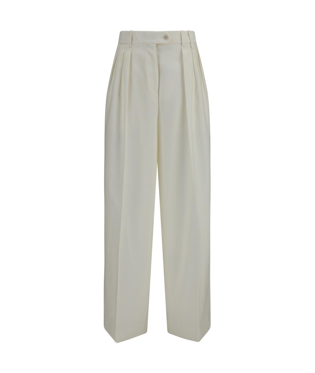 CALVIN KLEIN Белые шерстяные прямые брюки, фото 1