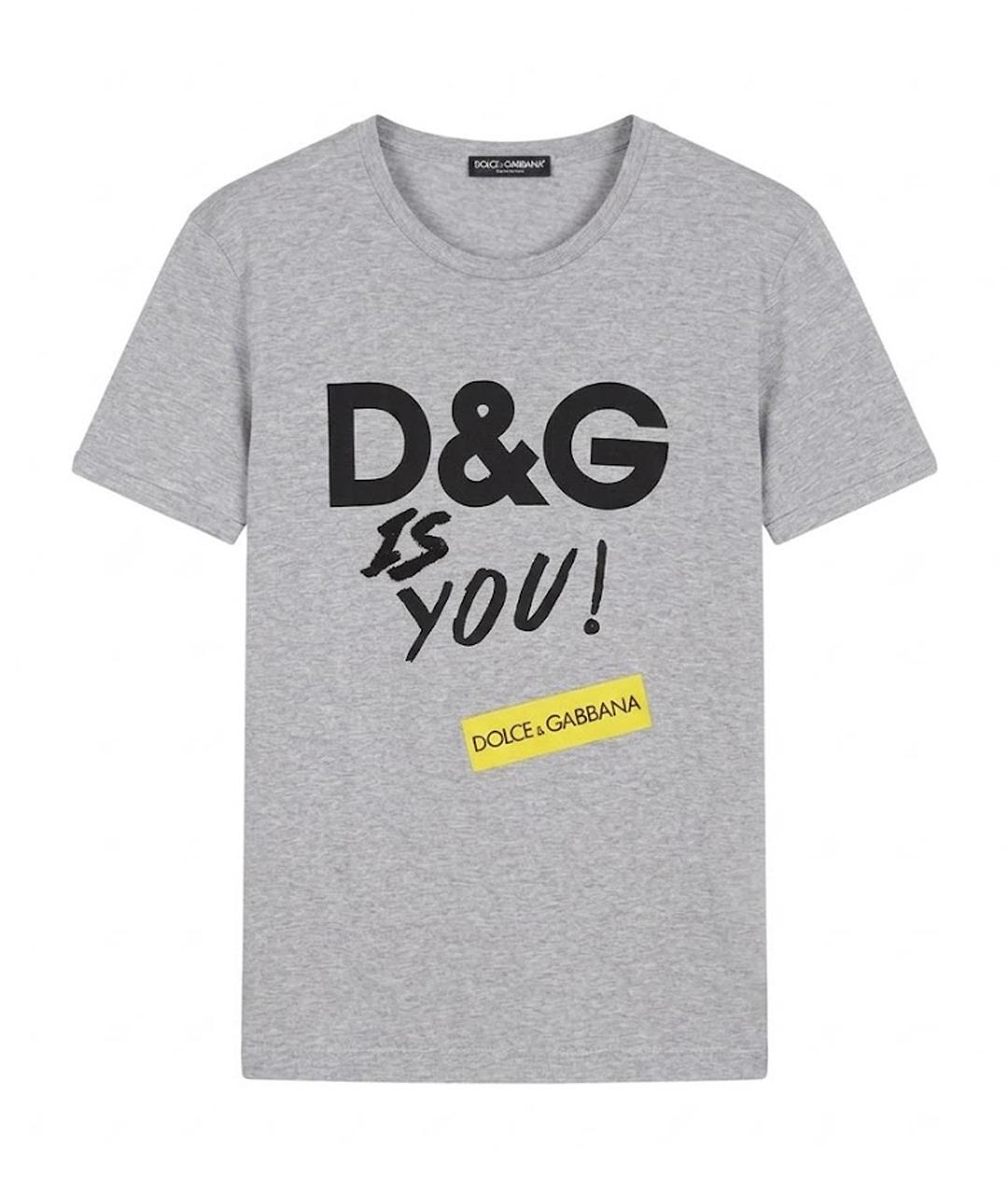 DOLCE&GABBANA Серая хлопковая футболка, фото 1