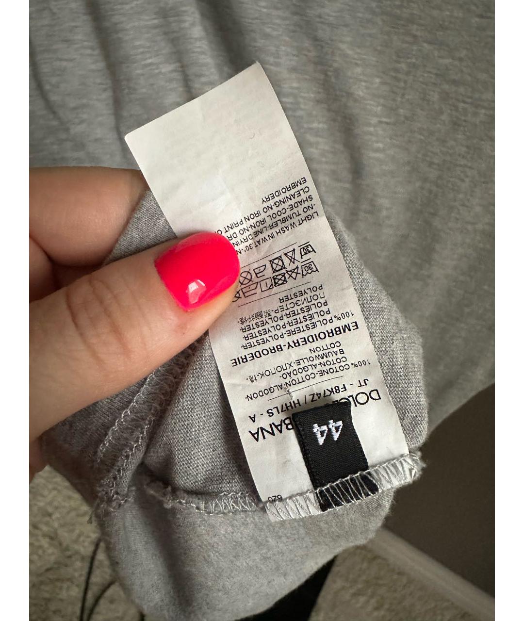 DOLCE&GABBANA Серая хлопковая футболка, фото 3