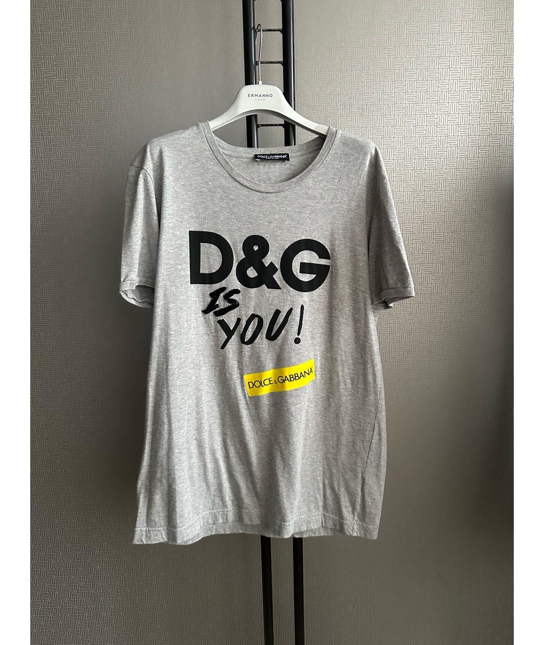 DOLCE&GABBANA Серая хлопковая футболка, фото 6
