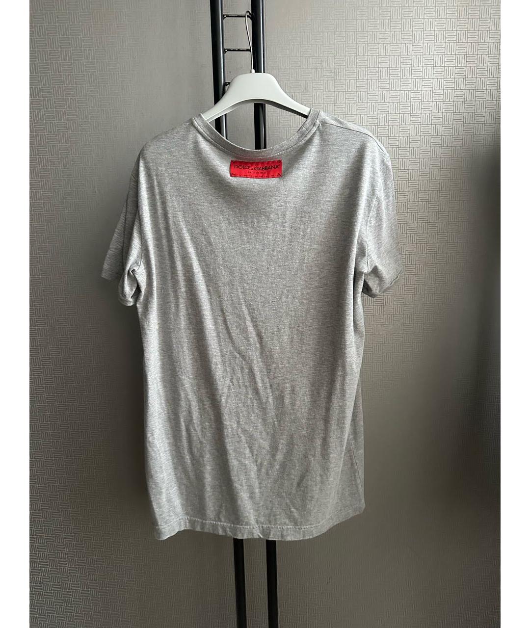 DOLCE&GABBANA Серая хлопковая футболка, фото 2