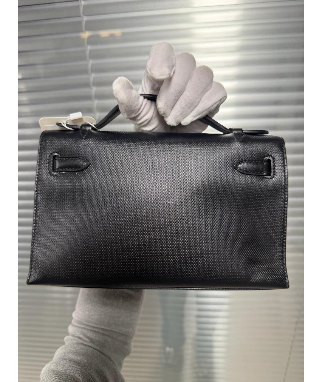 HERMES Черная кожаная сумка тоут, фото 5