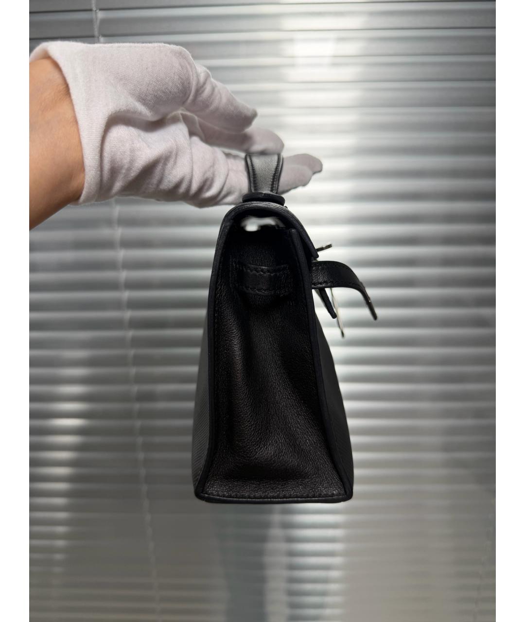 HERMES Черная кожаная сумка тоут, фото 3