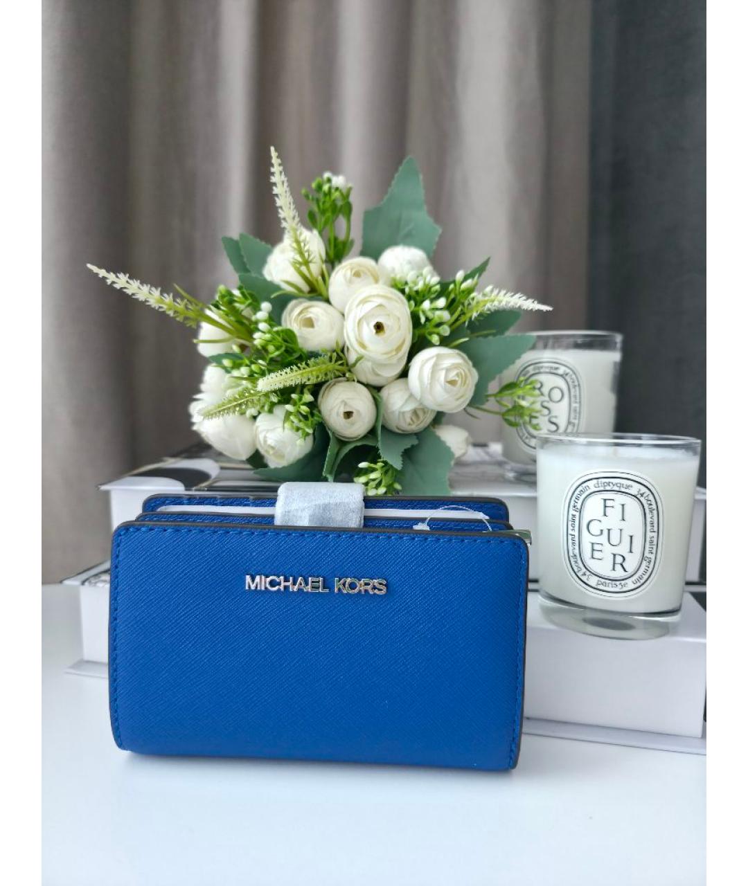 MICHAEL KORS Синий кожаный кошелек, фото 5