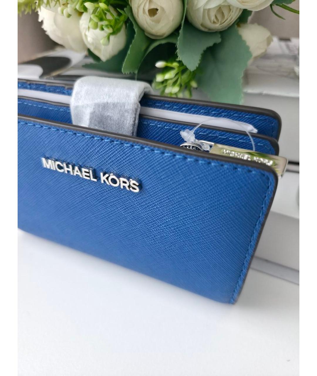 MICHAEL KORS Синий кожаный кошелек, фото 7
