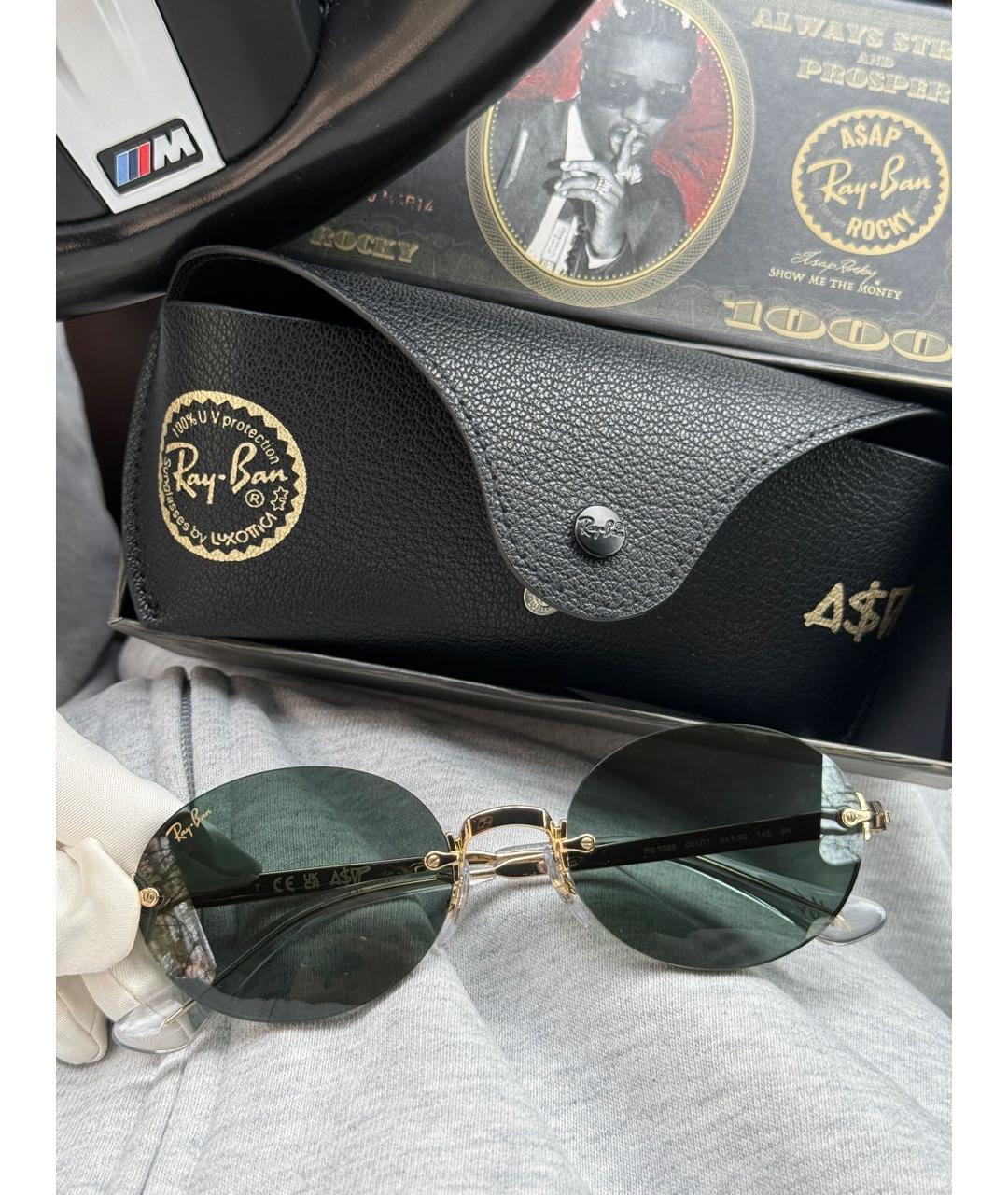 RAY BAN Черные металлические солнцезащитные очки, фото 4
