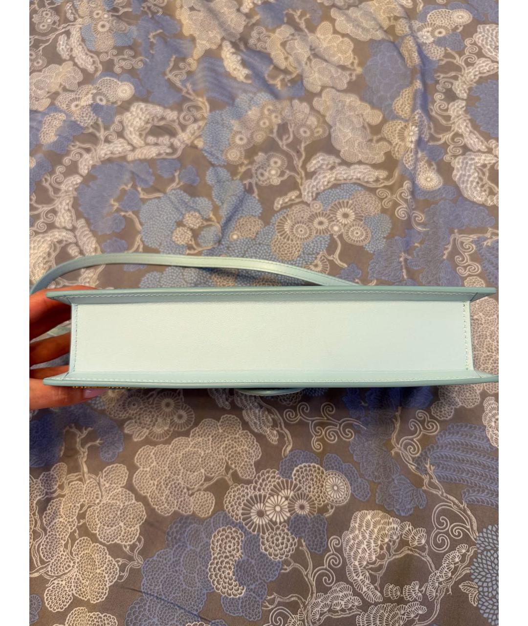 JACQUEMUS Голубая кожаная сумка с короткими ручками, фото 6