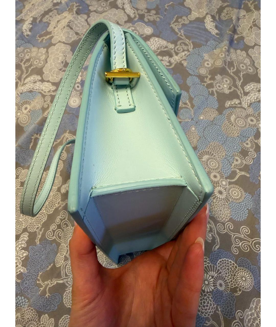 JACQUEMUS Голубая кожаная сумка с короткими ручками, фото 2