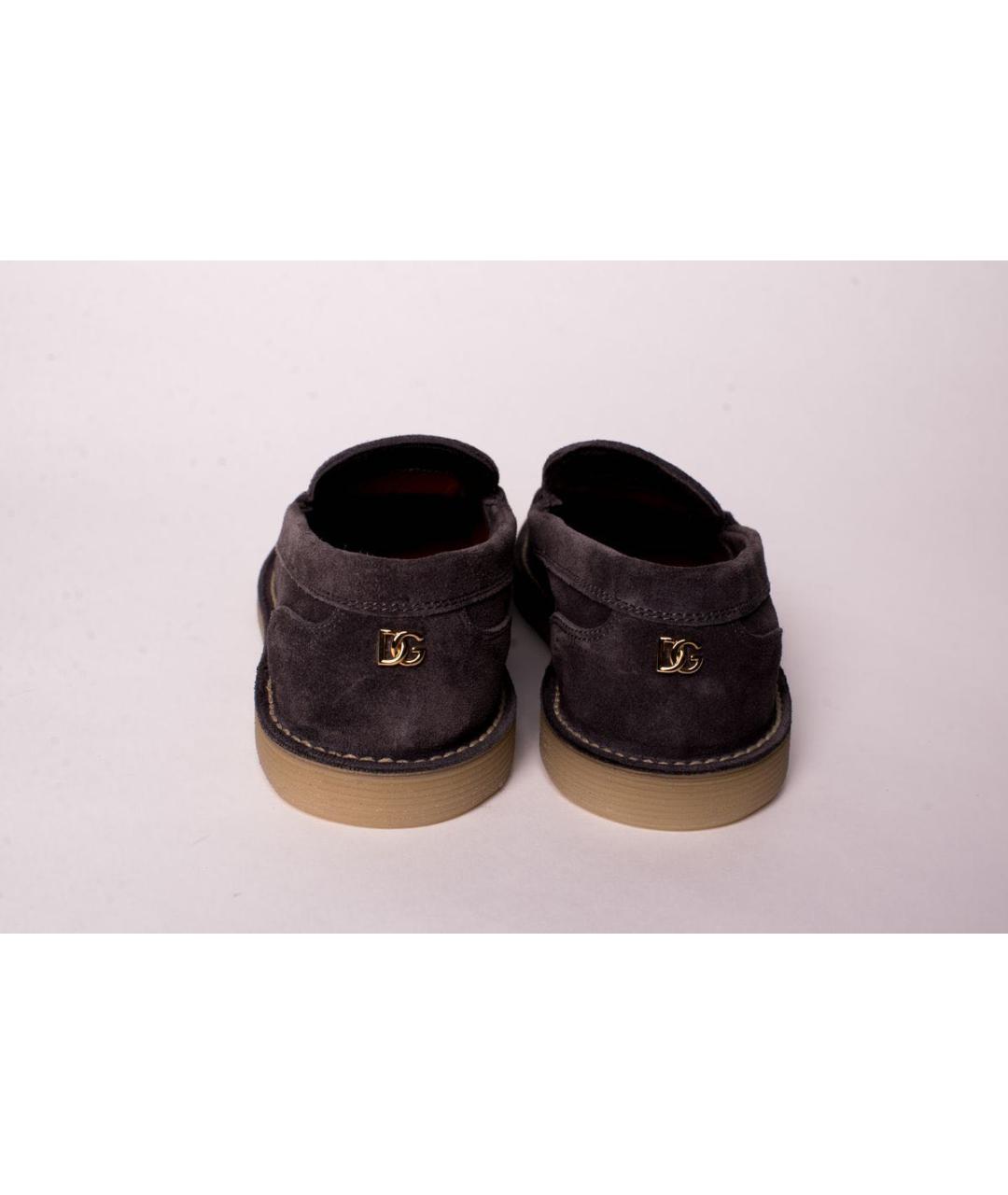 DOLCE&GABBANA Антрацитовые кожаные лоферы, фото 3