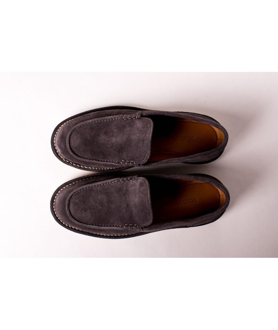 DOLCE&GABBANA Антрацитовые кожаные лоферы, фото 2