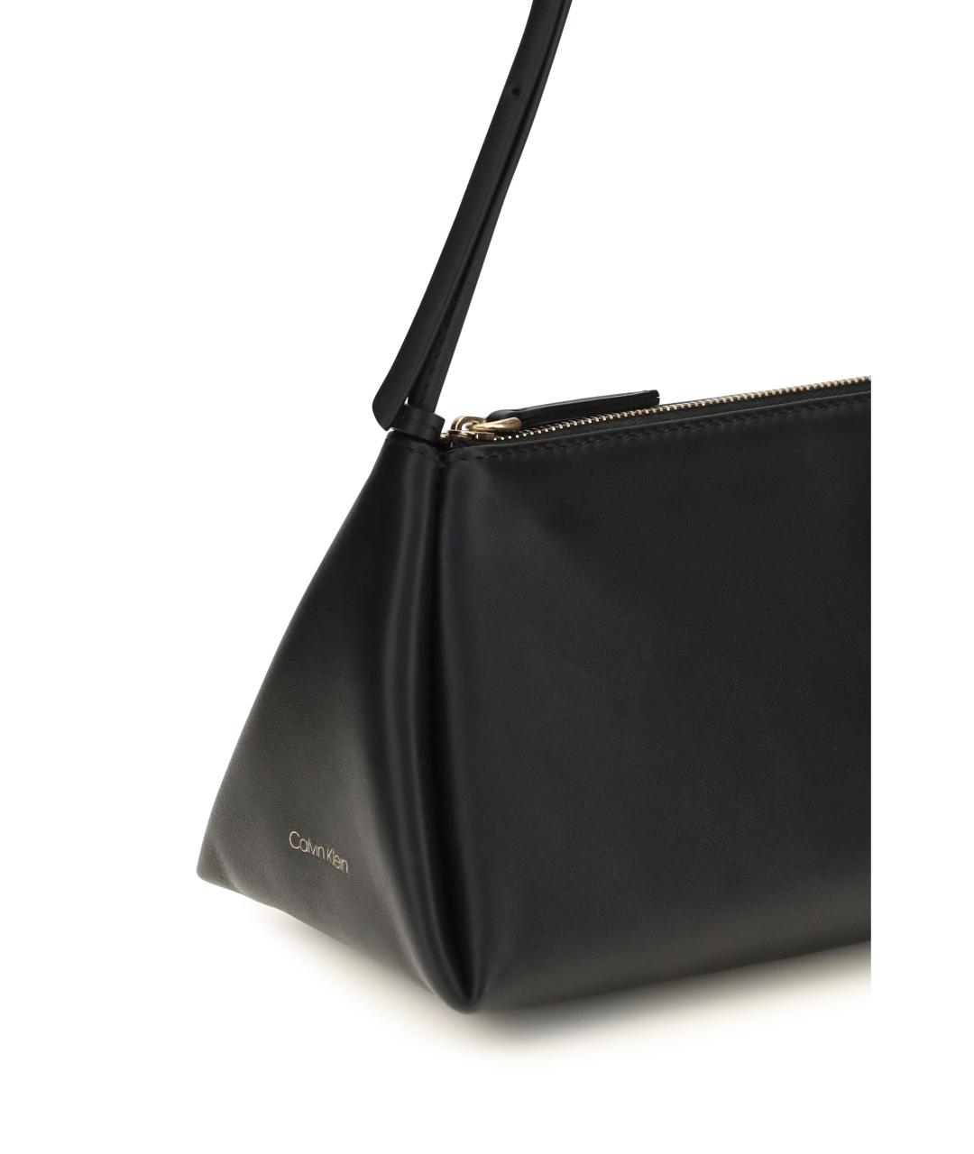 CALVIN KLEIN Черная кожаная сумка через плечо, фото 4