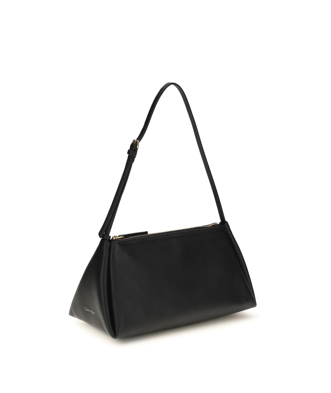 CALVIN KLEIN Черная кожаная сумка через плечо, фото 2