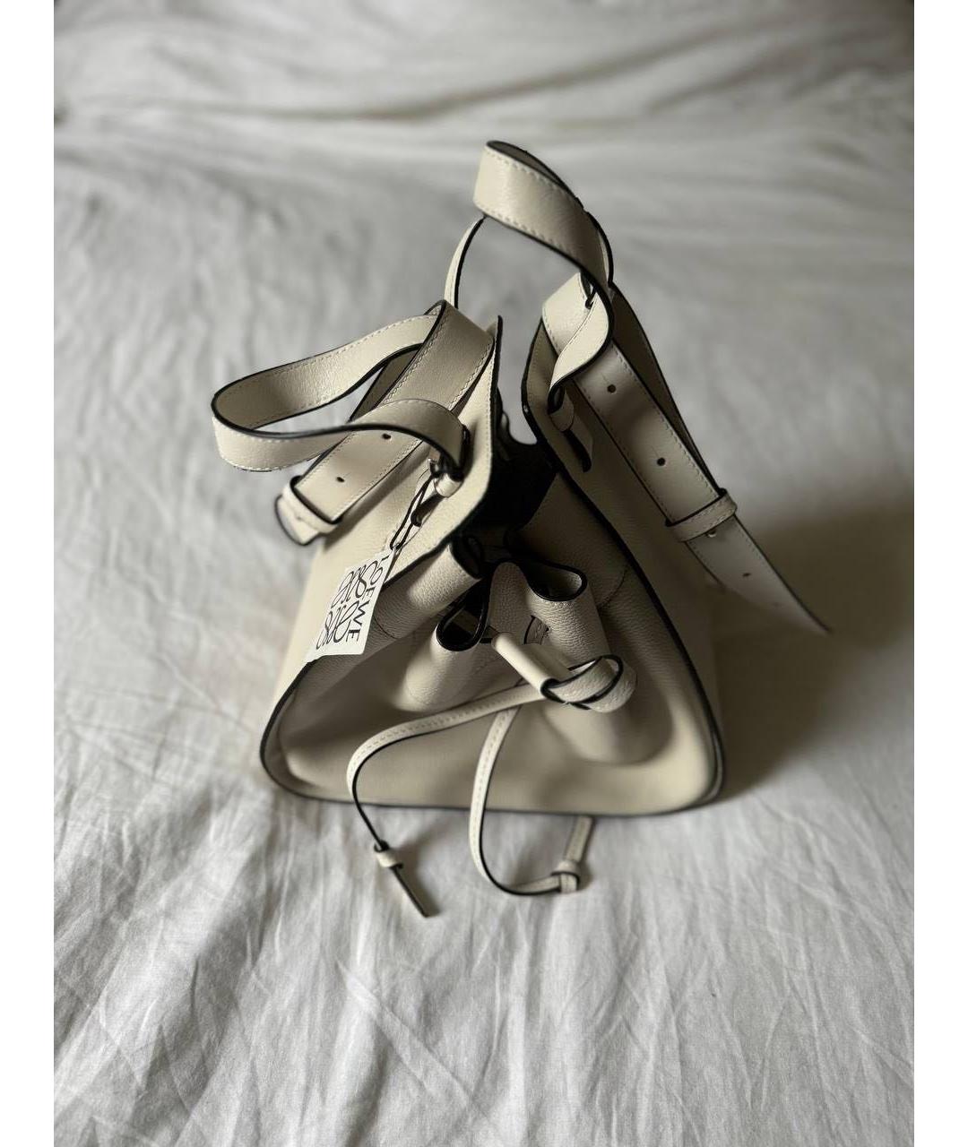 LOEWE Белая кожаная сумка с короткими ручками, фото 2