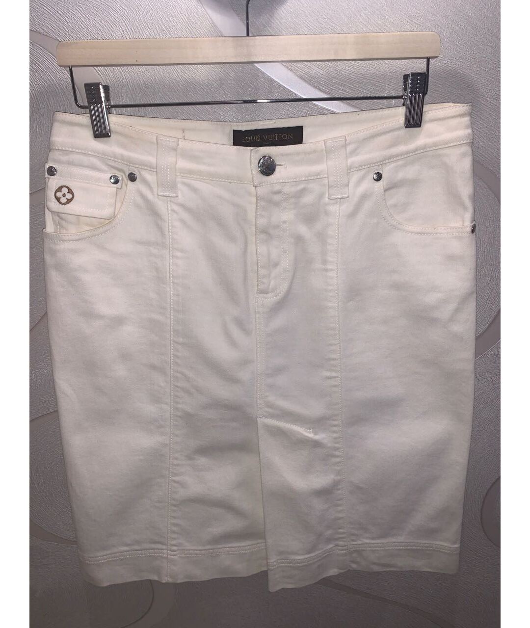 YVES SAINT LAURENT VINTAGE Белая деним юбка миди, фото 5