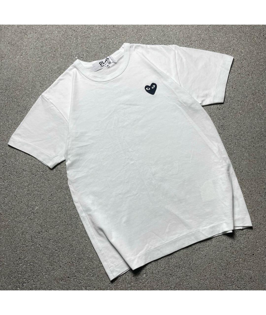 COMME DES GARÇONS PLAY Белая хлопковая футболка, фото 3