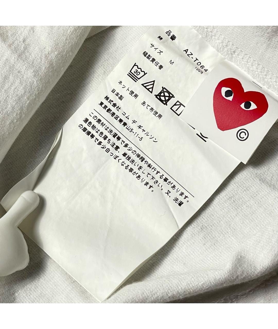 COMME DES GARÇONS PLAY Белая хлопковая футболка, фото 8