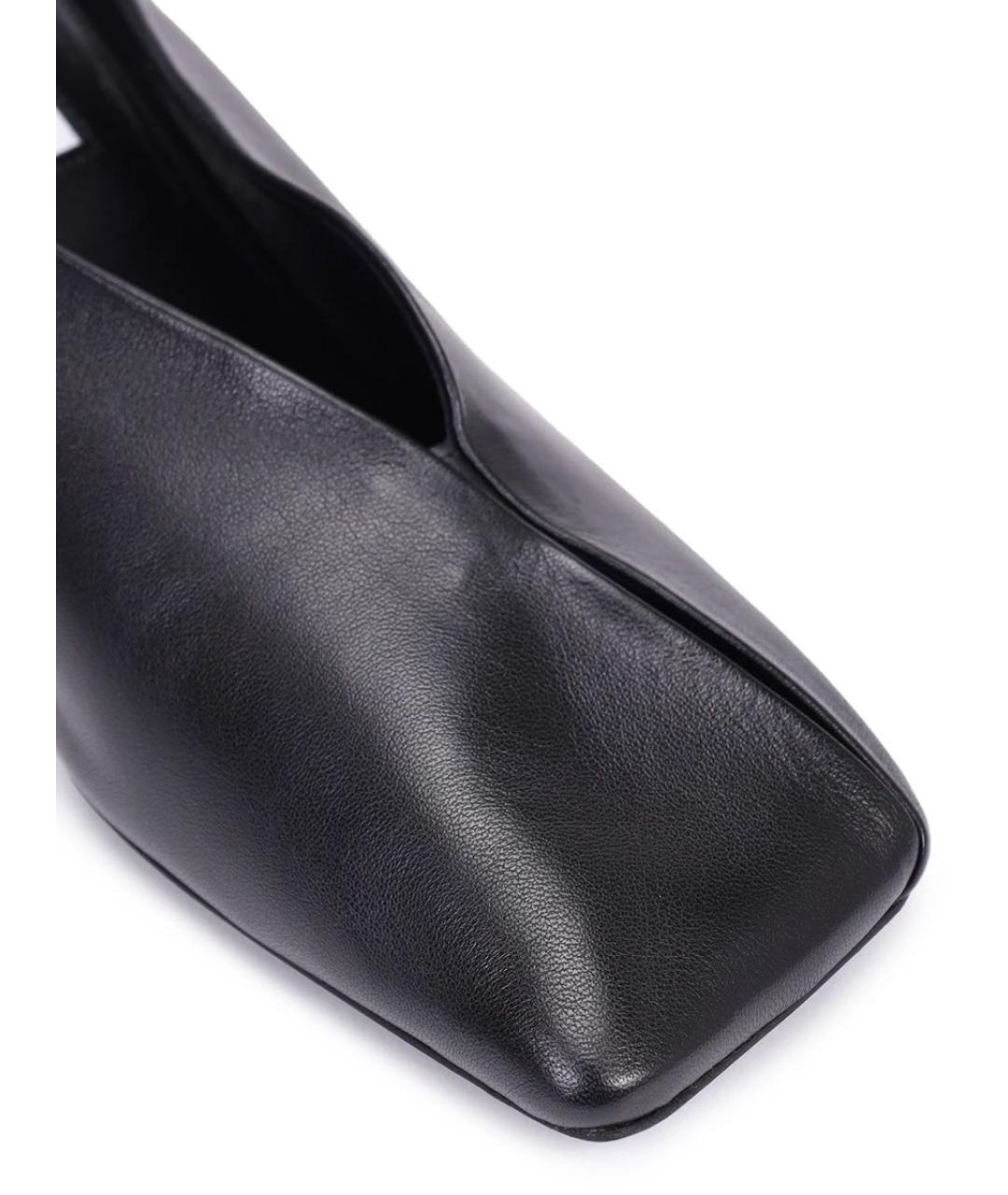 JIL SANDER Черные кожаные мюли, фото 4
