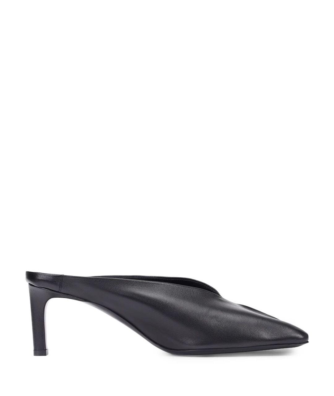 JIL SANDER Черные кожаные мюли, фото 1