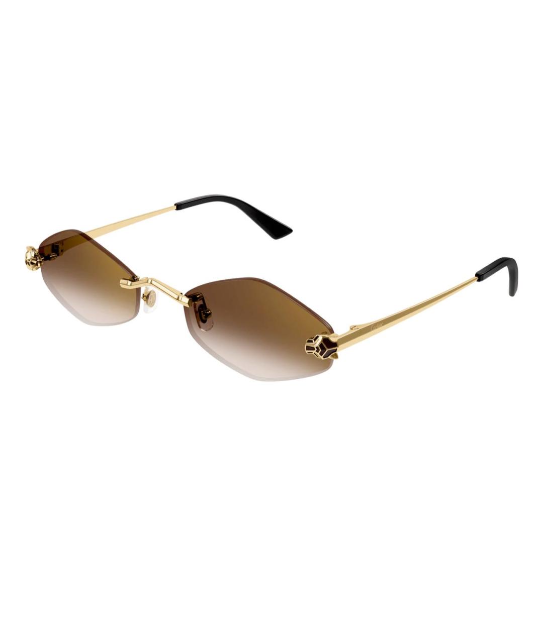 CARTIER Коричневые металлические солнцезащитные очки, фото 2