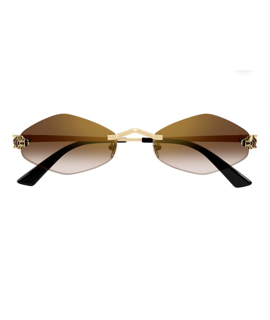 CARTIER Коричневые металлические солнцезащитные очки, фото 4