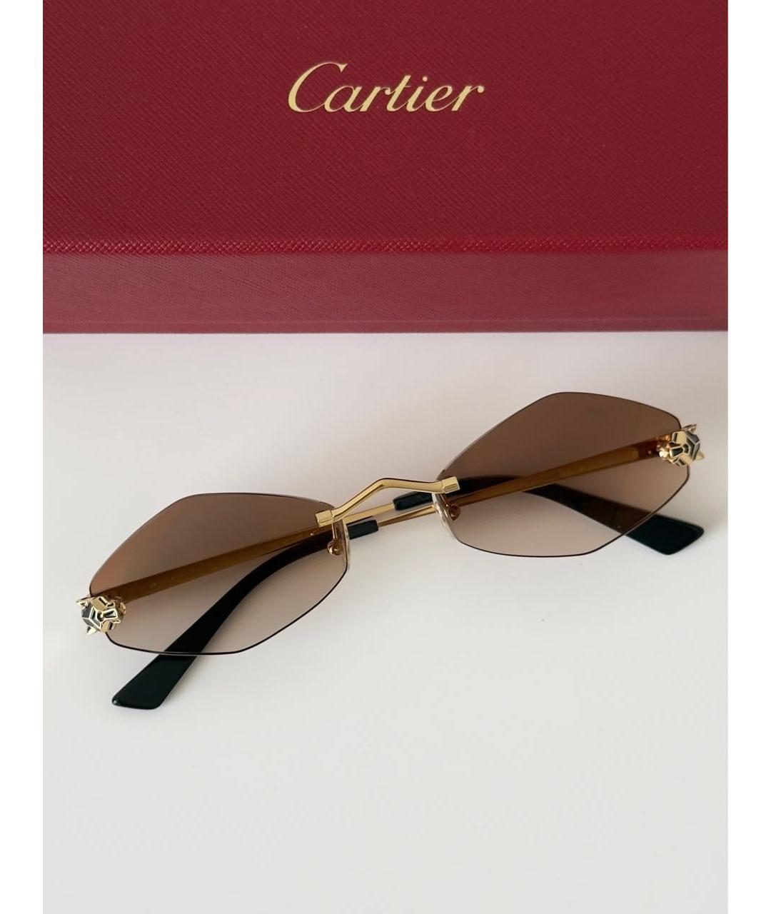 CARTIER Коричневые металлические солнцезащитные очки, фото 3