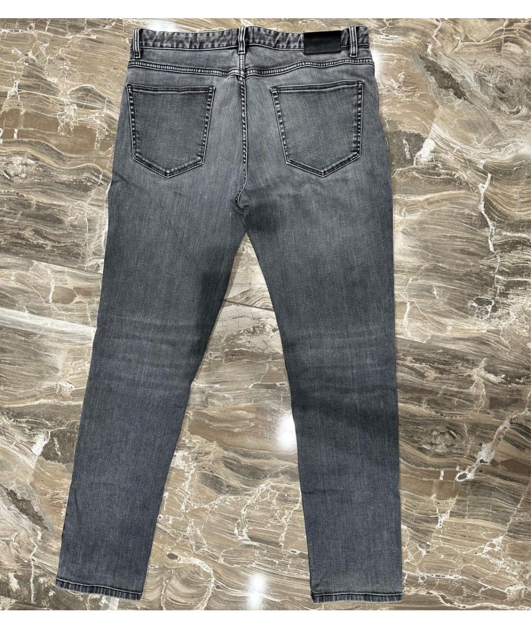 ZEGNA Антрацитовые хлопковые прямые джинсы, фото 2