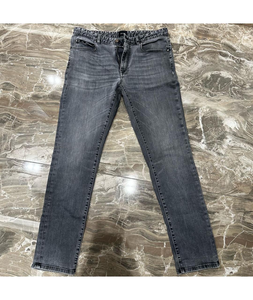 ZEGNA Антрацитовые хлопковые прямые джинсы, фото 6