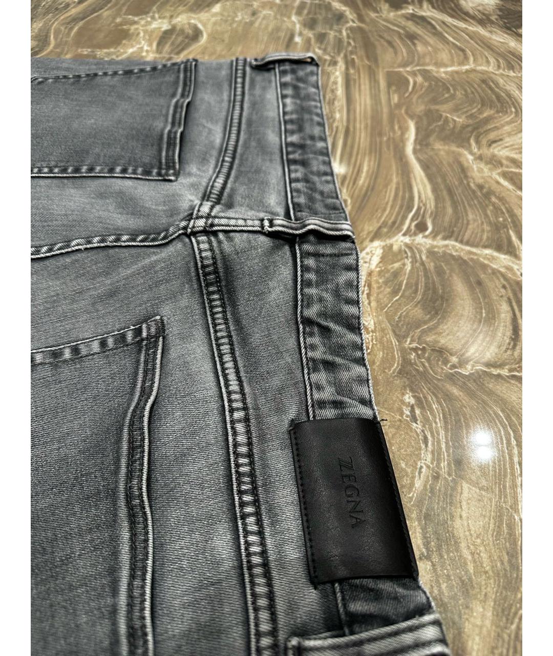 ZEGNA Антрацитовые хлопковые прямые джинсы, фото 4