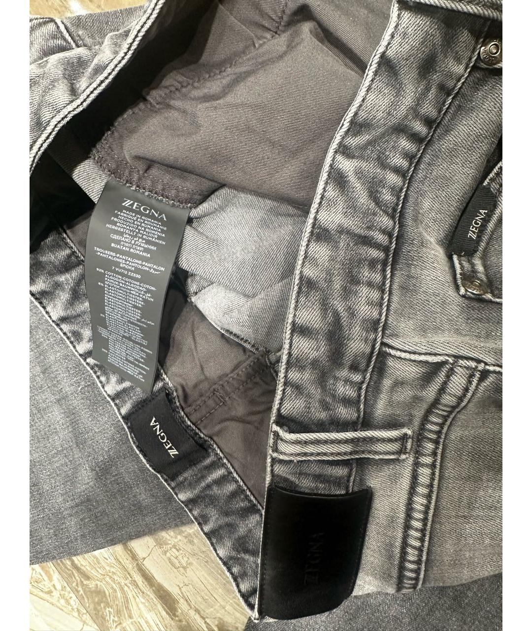 ZEGNA Антрацитовые хлопковые прямые джинсы, фото 5