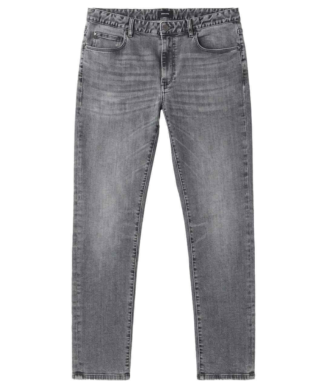 ZEGNA Антрацитовые хлопковые прямые джинсы, фото 1