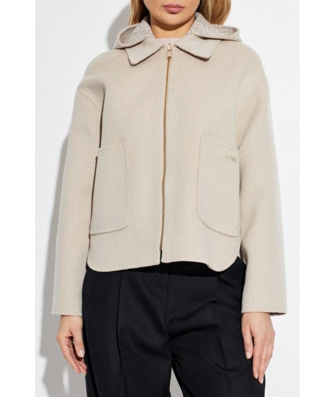 FENDI Бежевая шерстяная куртка, фото 2
