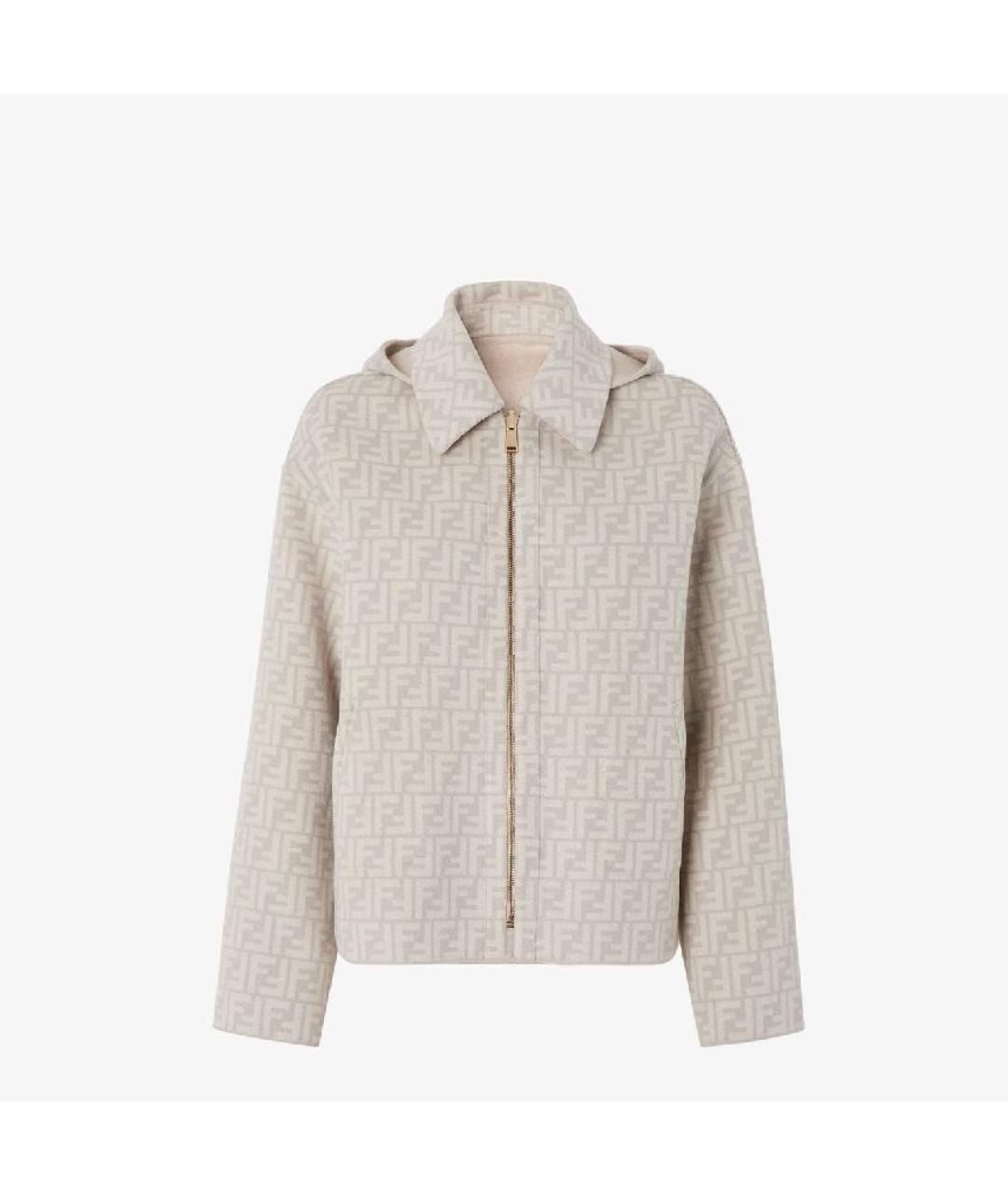 FENDI Бежевая шерстяная куртка, фото 4