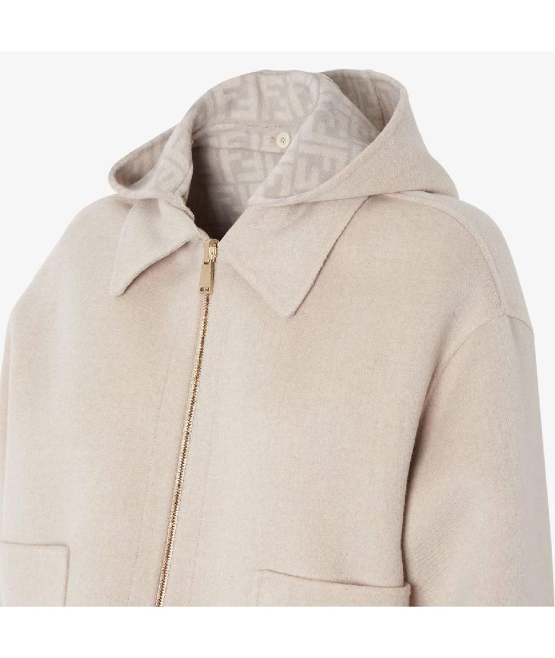FENDI Бежевая шерстяная куртка, фото 5