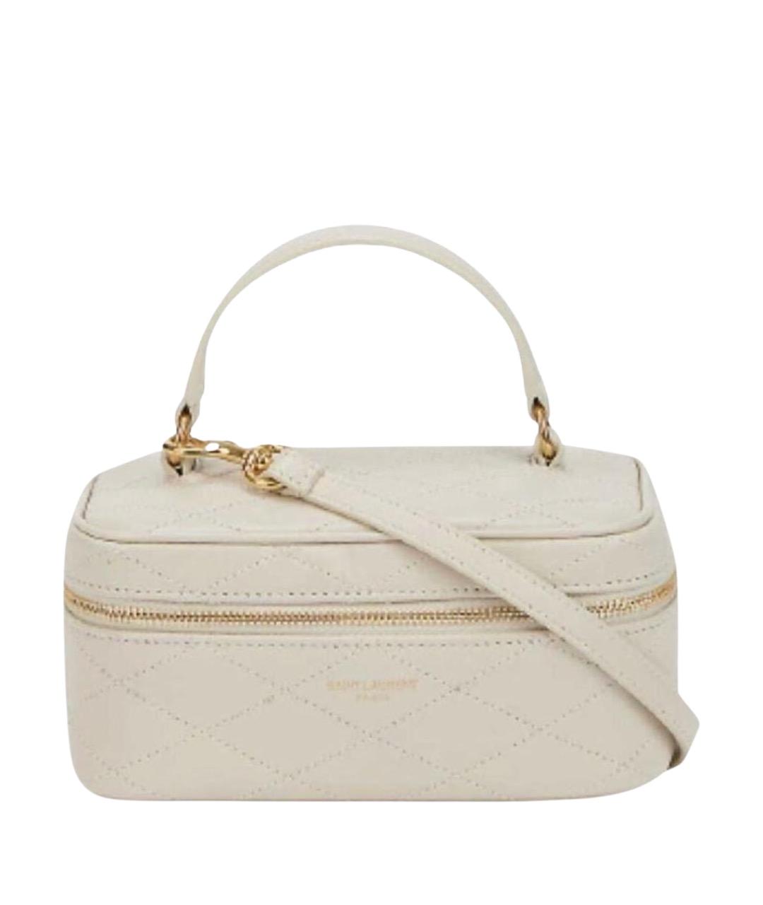 SAINT LAURENT Бежевая кожаная сумка с короткими ручками, фото 1