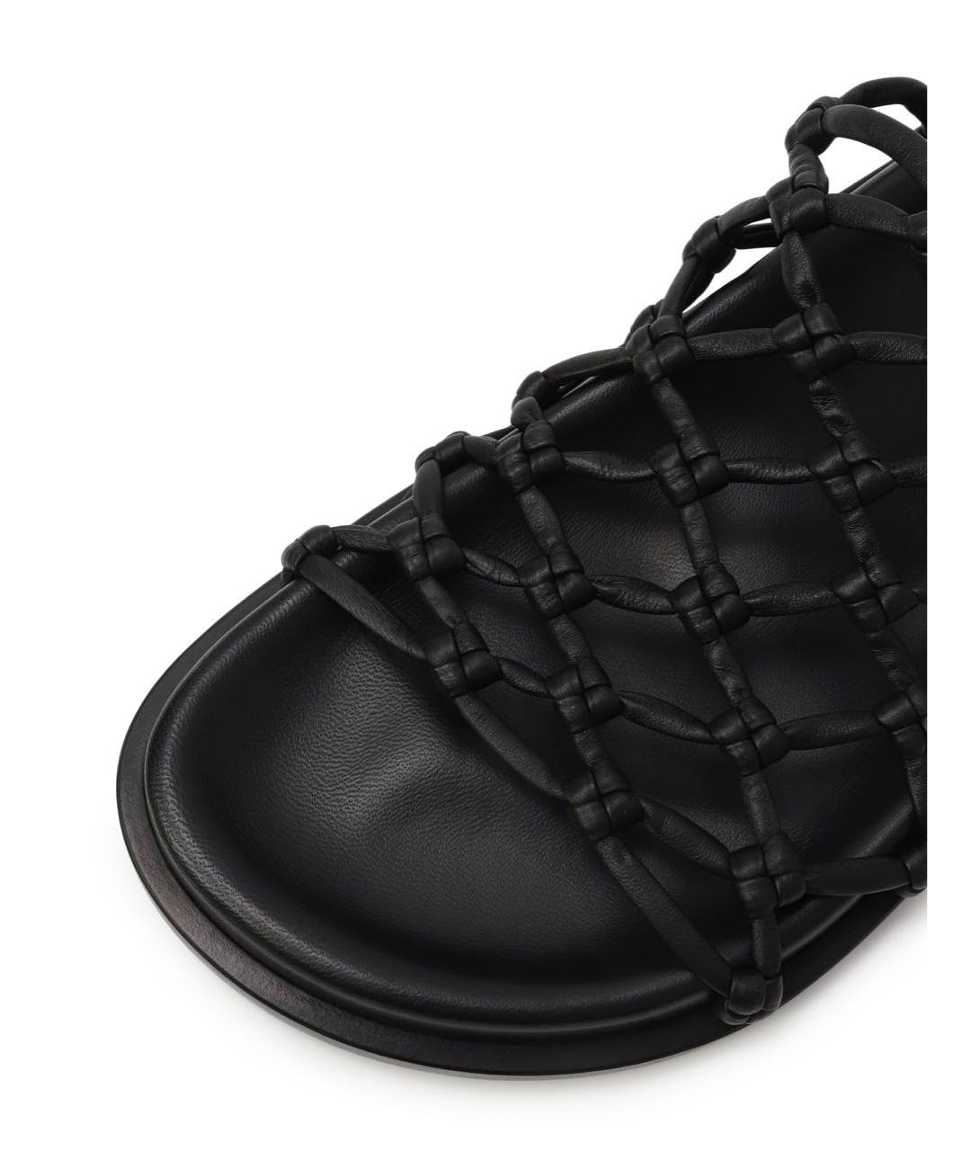 JIL SANDER Черные кожаные шлепанцы, фото 5