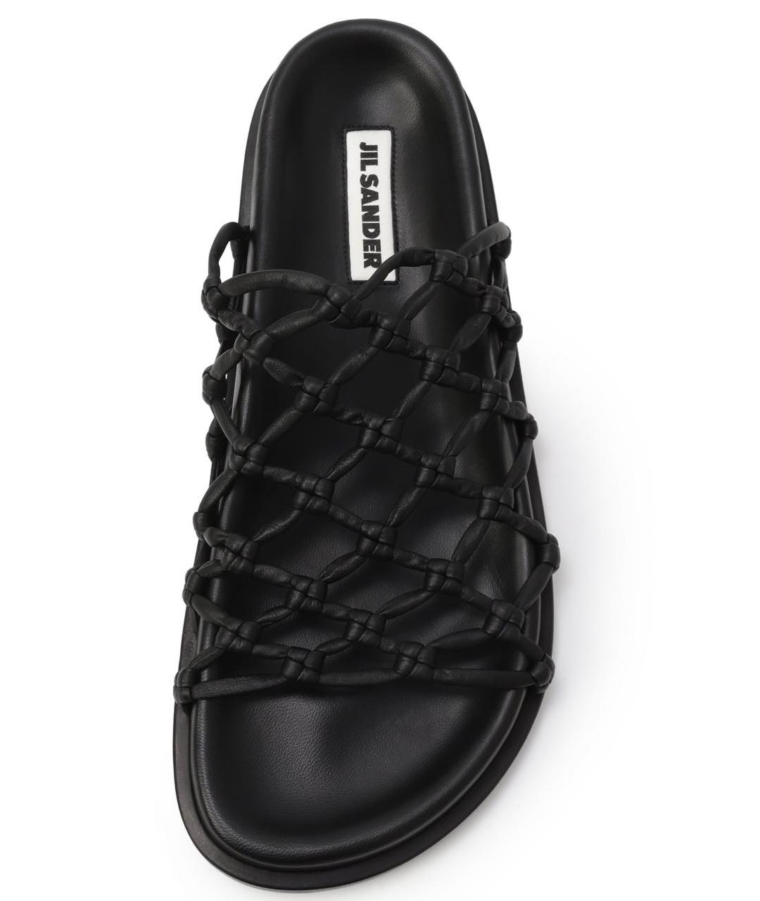 JIL SANDER Черные кожаные шлепанцы, фото 3