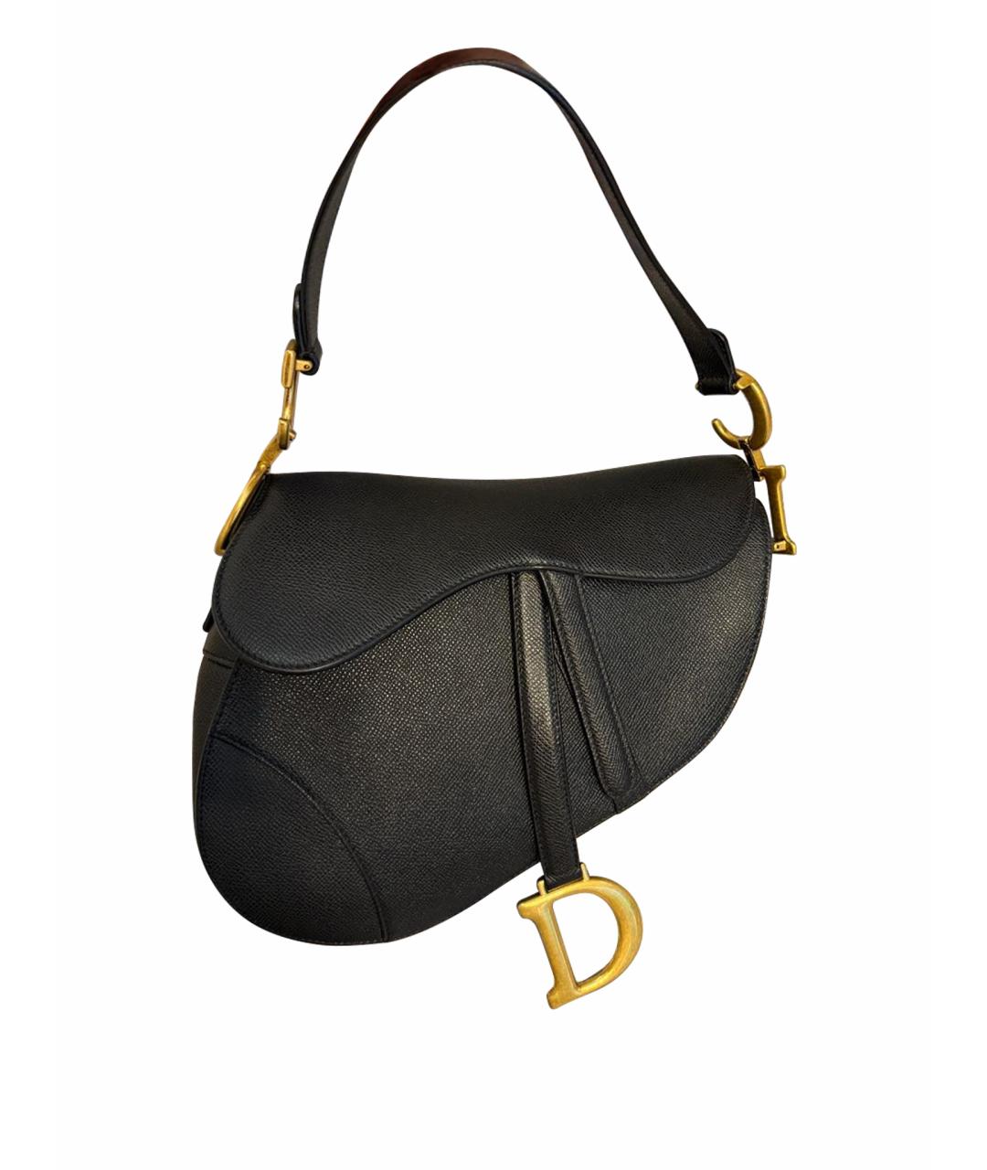 CHRISTIAN DIOR Черная кожаная сумка с короткими ручками, фото 1