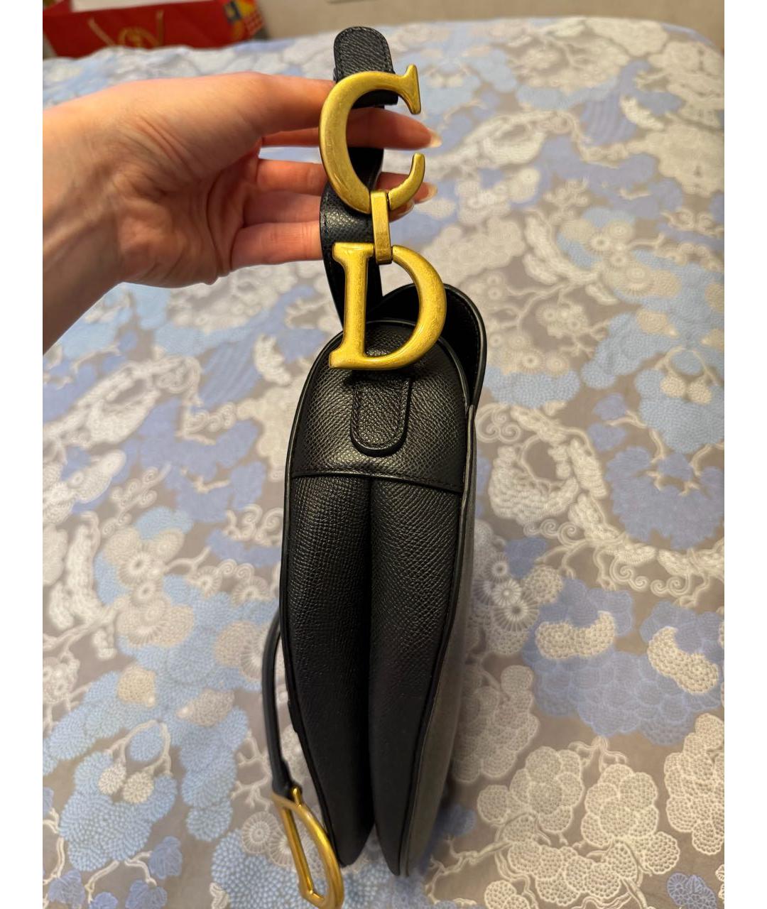 CHRISTIAN DIOR Черная кожаная сумка с короткими ручками, фото 8