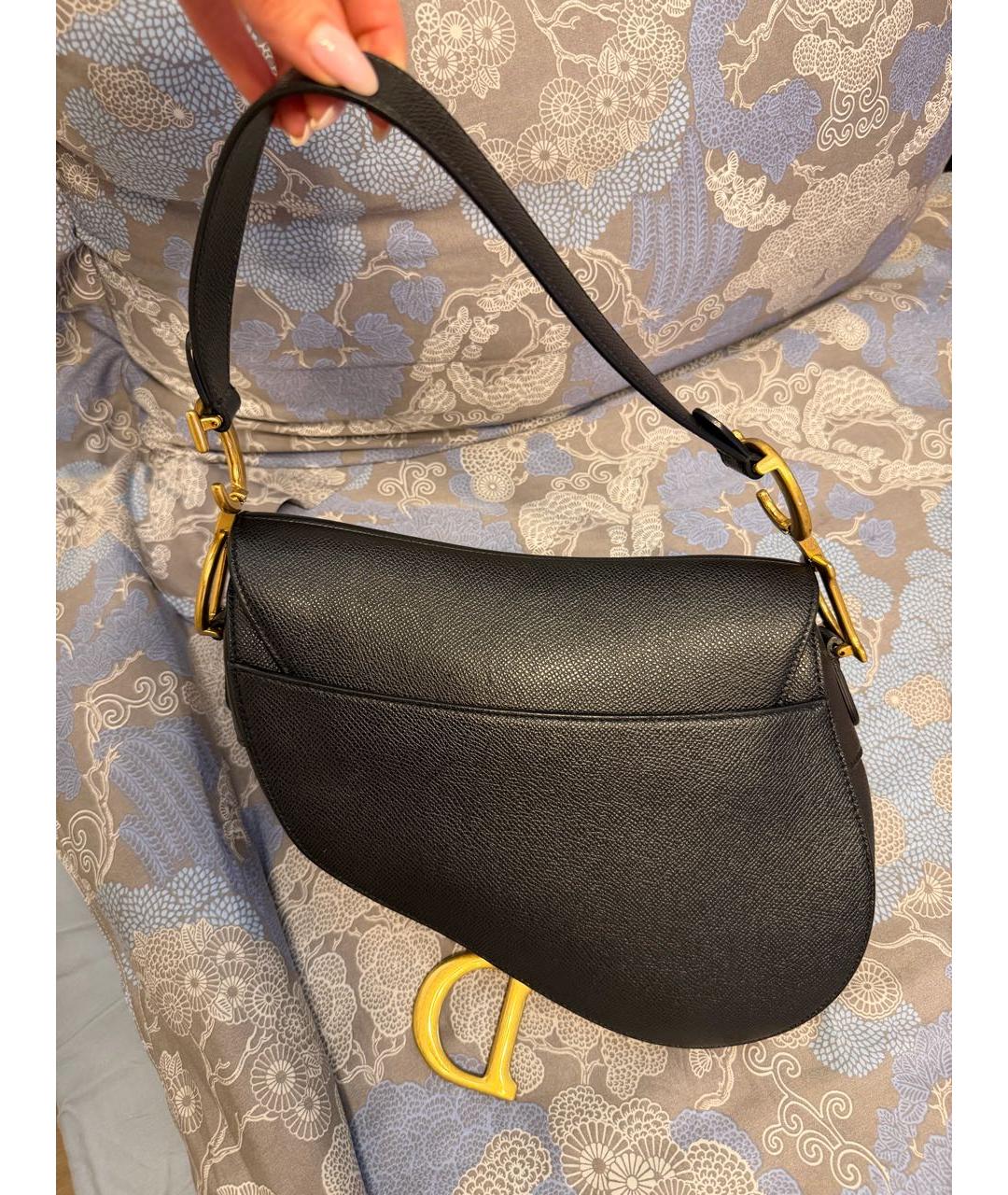 CHRISTIAN DIOR Черная кожаная сумка с короткими ручками, фото 3