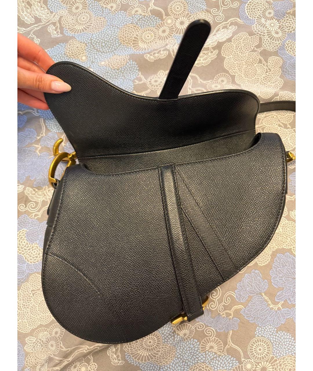 CHRISTIAN DIOR Черная кожаная сумка с короткими ручками, фото 7