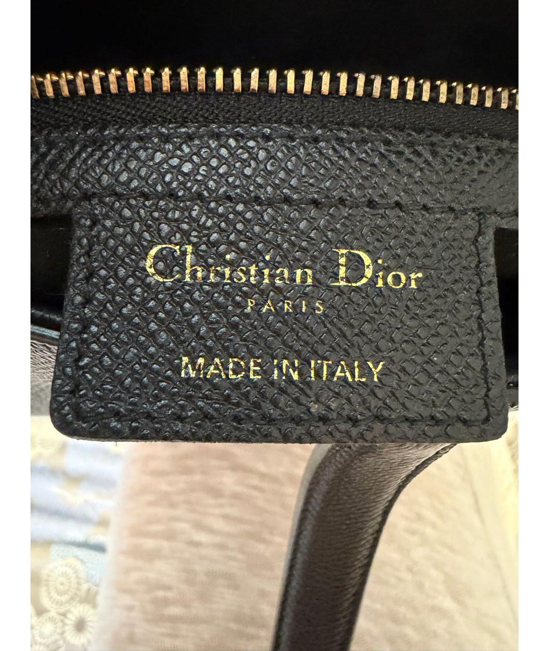 CHRISTIAN DIOR Черная кожаная сумка с короткими ручками, фото 5