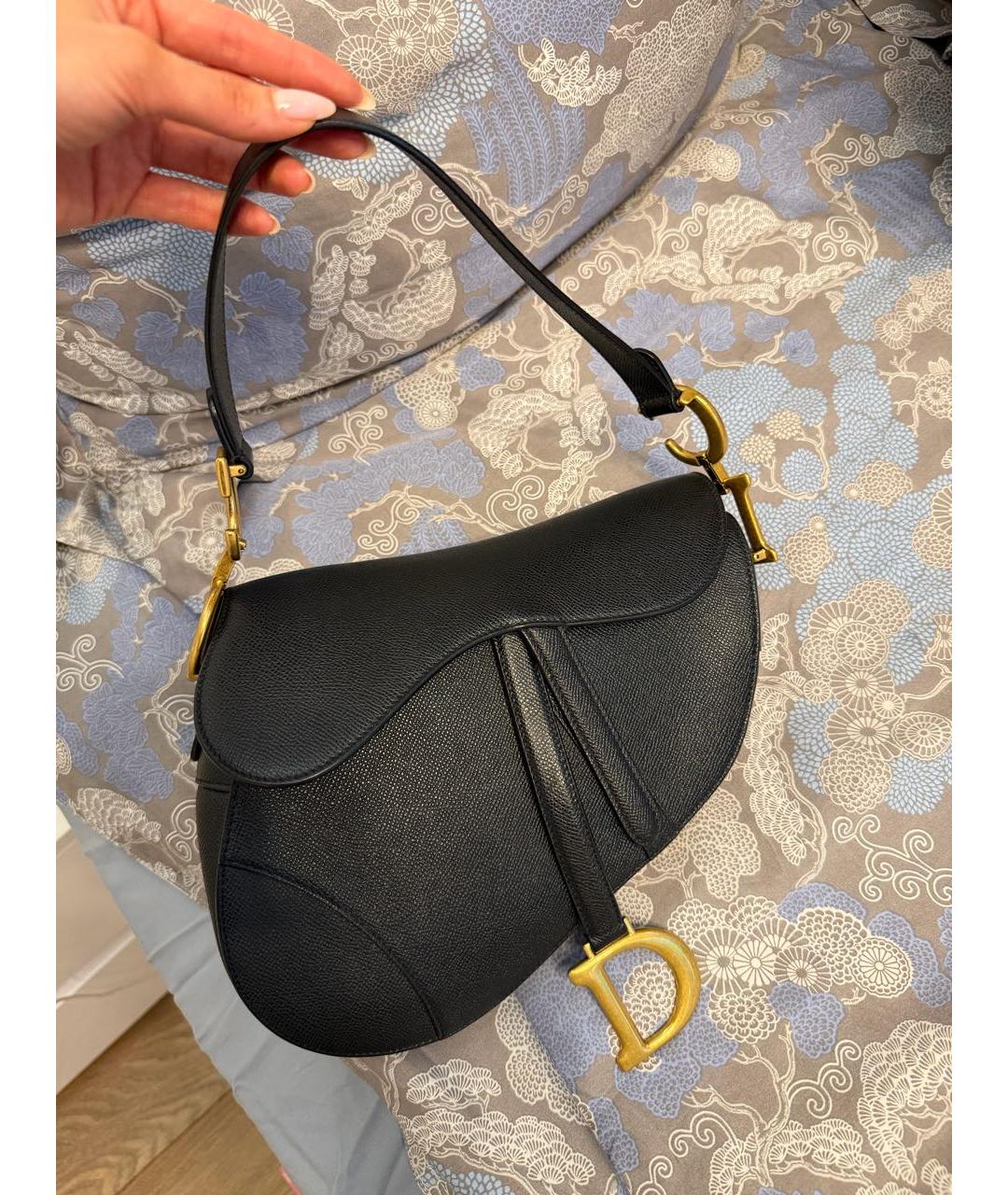 CHRISTIAN DIOR Черная кожаная сумка с короткими ручками, фото 9