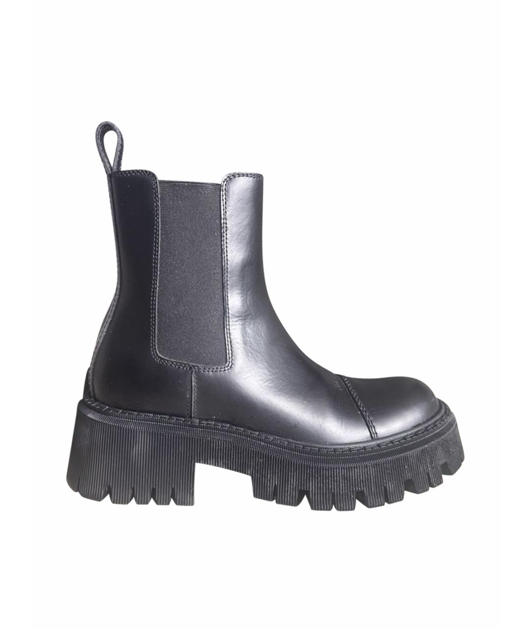 BALENCIAGA Черные кожаные ботинки, фото 1