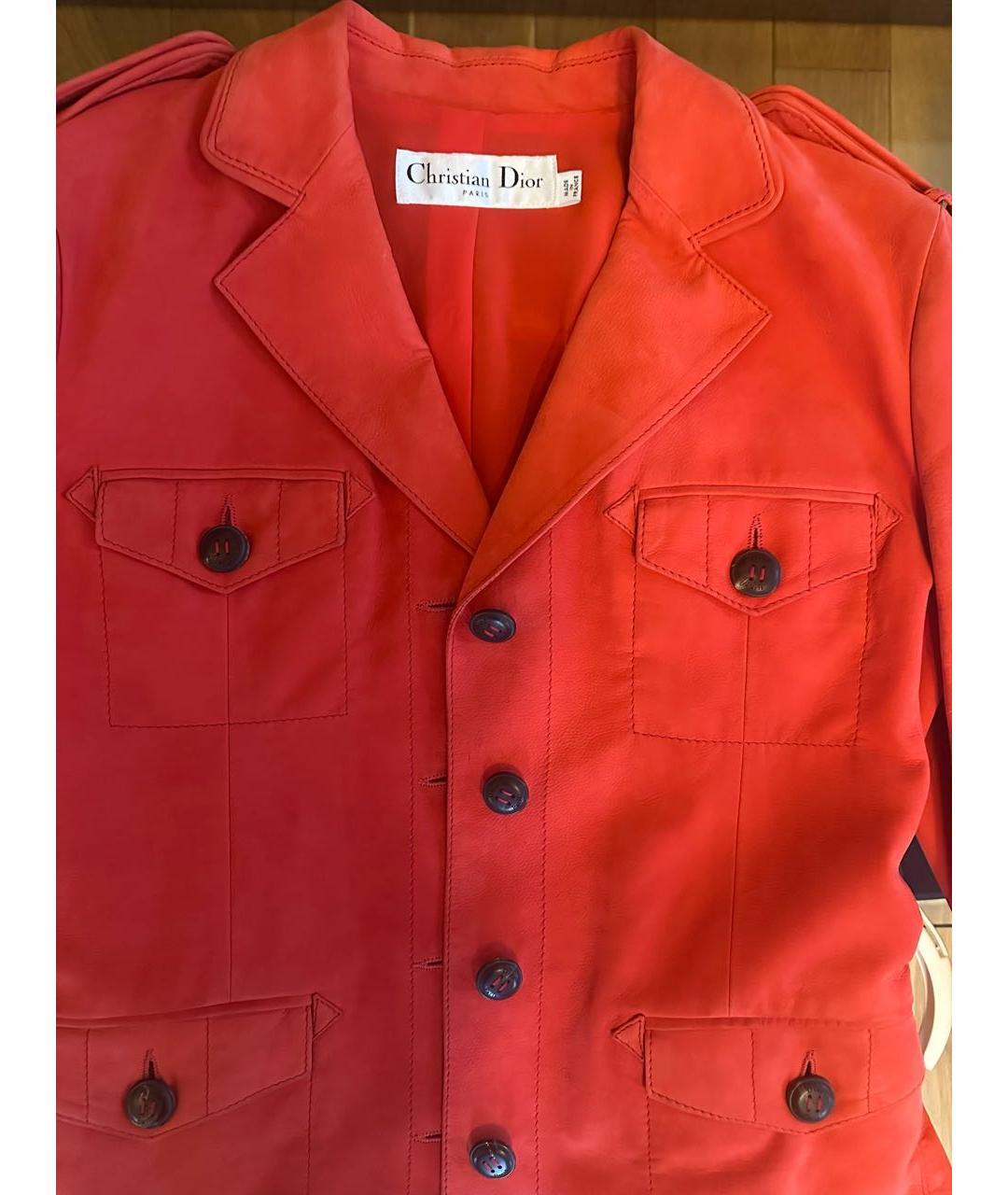 CHRISTIAN DIOR Красный кожаный жакет/пиджак, фото 6