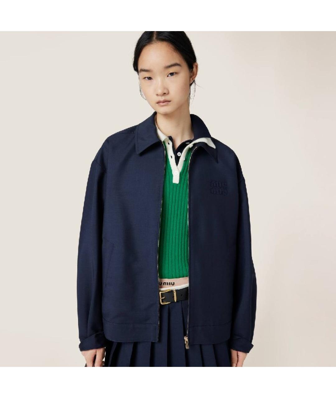 MIU MIU Темно-синяя шерстяная куртка, фото 2